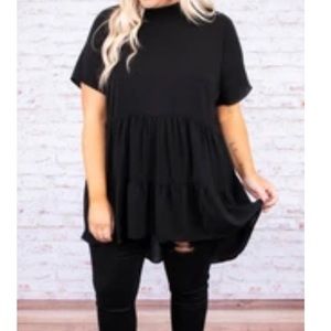 Black Chiffon High-Low Top